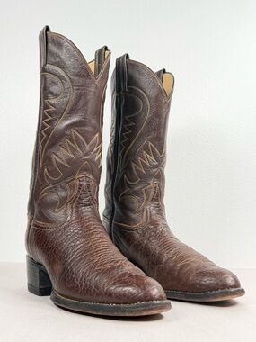 Vintage Laramie Men's Cowboy Boots Size 8.5 D Bullhide Handmade In The USA